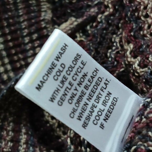 WOMENS MESH KNIT SWEATER, BROWN AND CREAM, OVERSIZED, SQUARE NECK, SIZE L - Picture 7 of 15